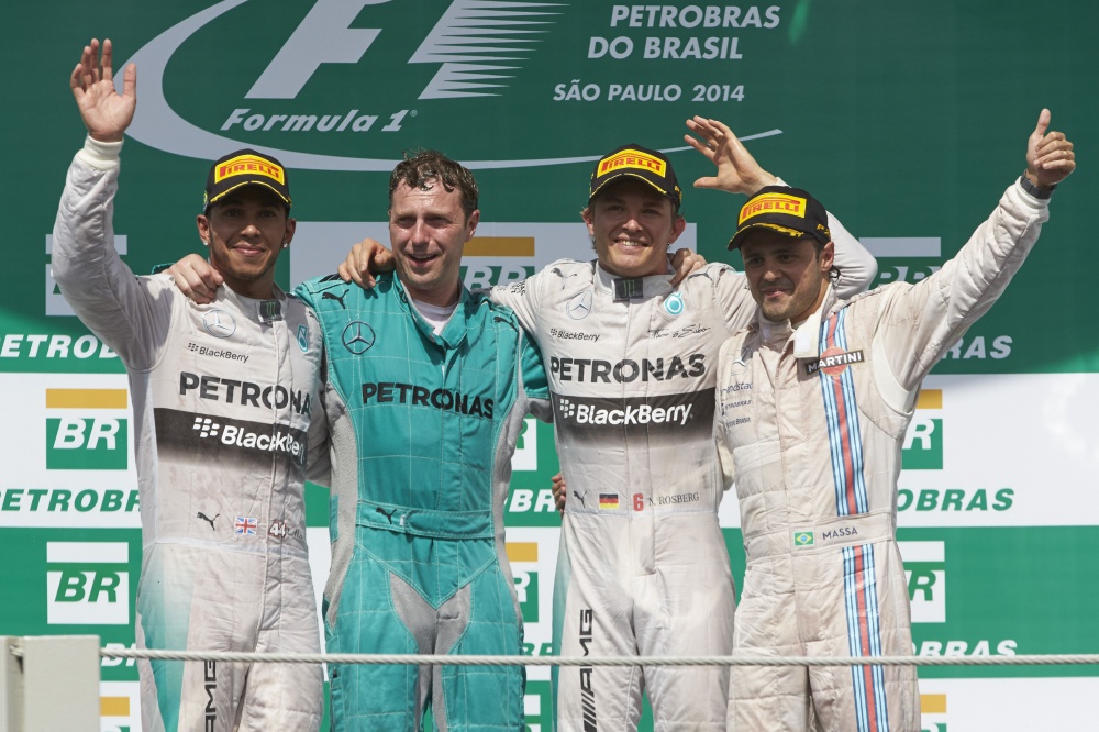 Bild: Formel 1, 2014, Interlagos, Podium, Hamilton