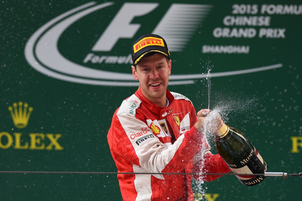 Bild: Formel 1, 2015, China, Vettel, Podium