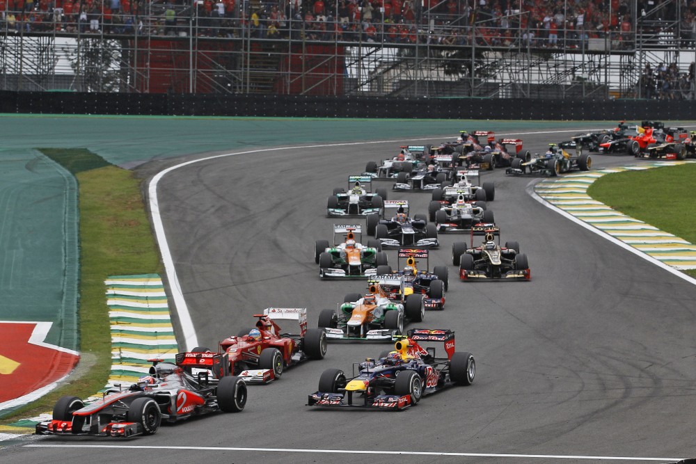 Bild: Brazilian GP 2013 Start Alonso Button Webber
