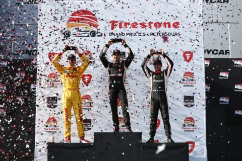 Das erste Podium 2014: Will Power vor Hunter-Reay und Castroneves