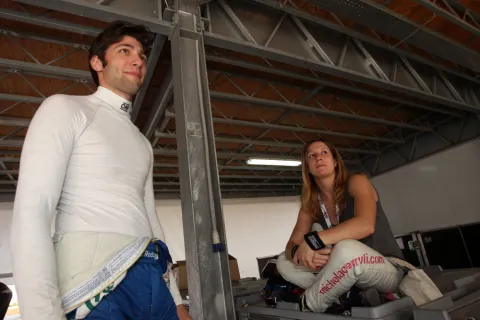 Andrea Roda und Michela Cerruti vor dem Rennen