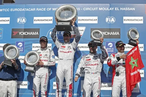 Podium von Rennen 1: Lopez gewinnt vor Ma und Loeb