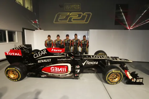 von links: Nicolas Prost, Davide Valsecchi, Kimi Raikkonen, Romain Grosjean, und Jerome d'Ambrosio