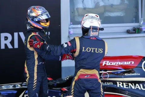 Kimi Räikkönen und Romain Grosjean: Die Teammkollegen auf dem Podium