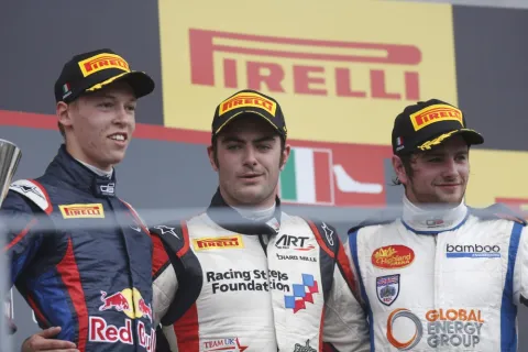 Das Podium am Sonntag: Sieg für Jack Harvey vor Kvyat und Williamson